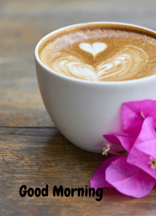 good morning images with coffee and flowers