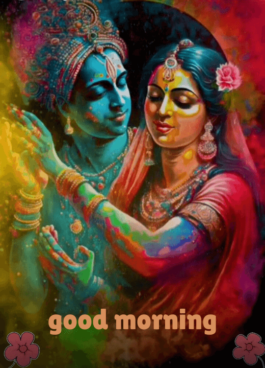 good morning images with lord krishna and radha
