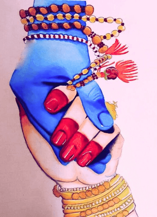 holding lord shiva hand